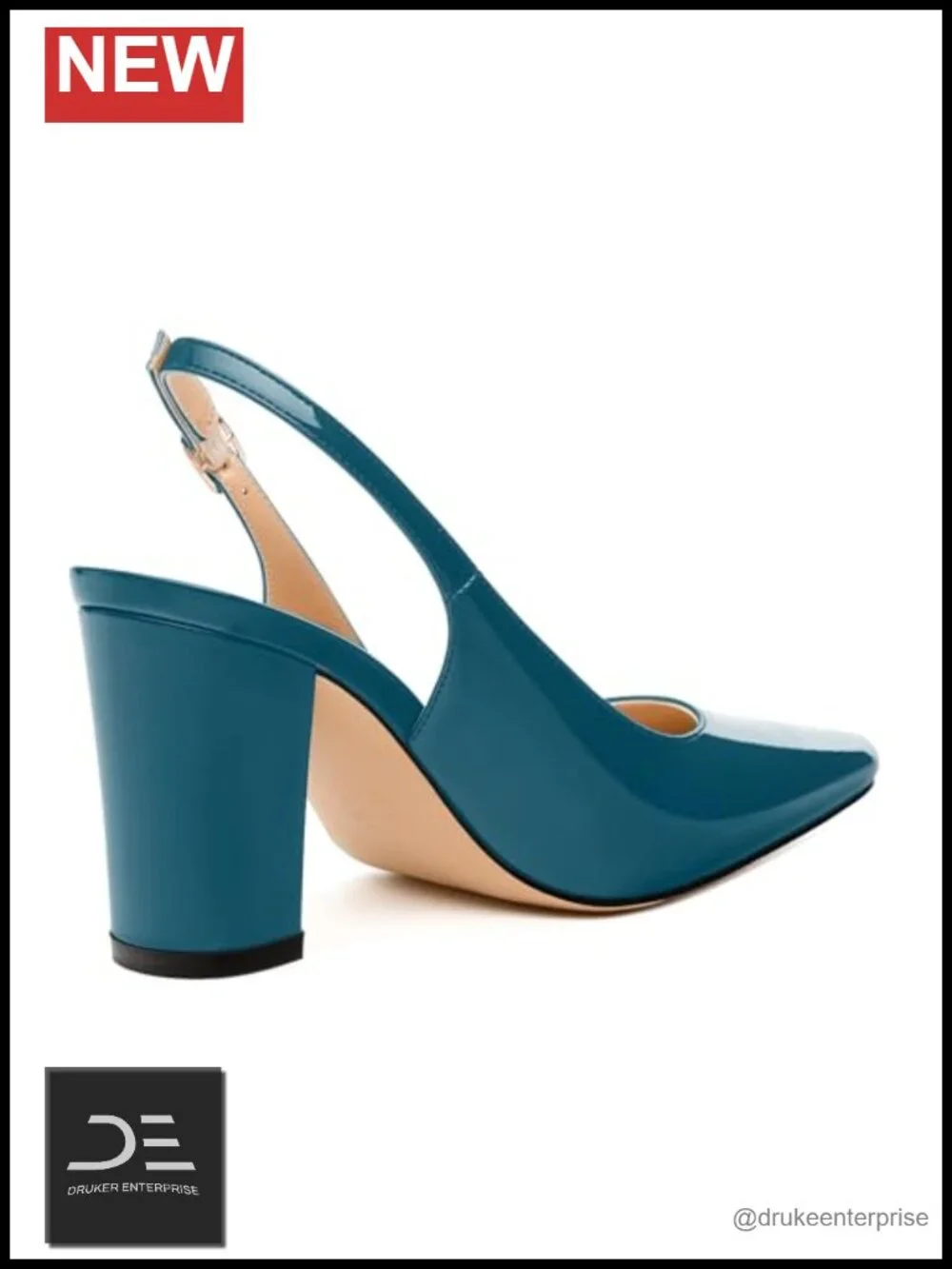 Women's Pointed Toe High Heel Pumps Slingback with Buckle Patent